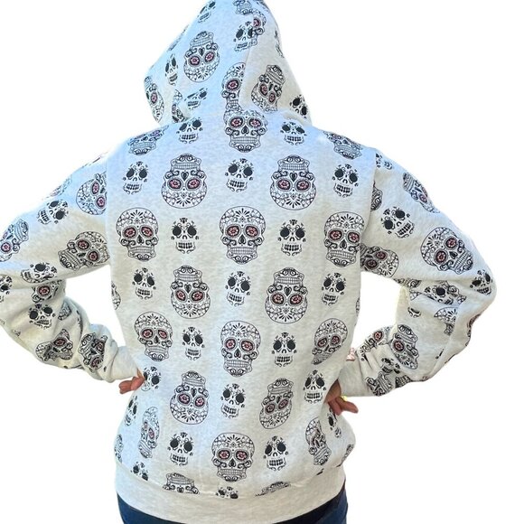 L.A. Soul Gray Zip Front Hoodie Sweatshirt Sugar Skull Designs NWT - Picture 6 of 6